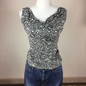 Norma Kamali XS Leopard Print Cowl Neck Top